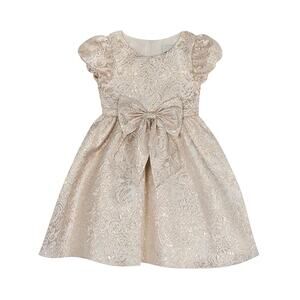 NWOT! Rare Editions Little Girls Lurex Brocade Puff Sleeve Dress - Size 14